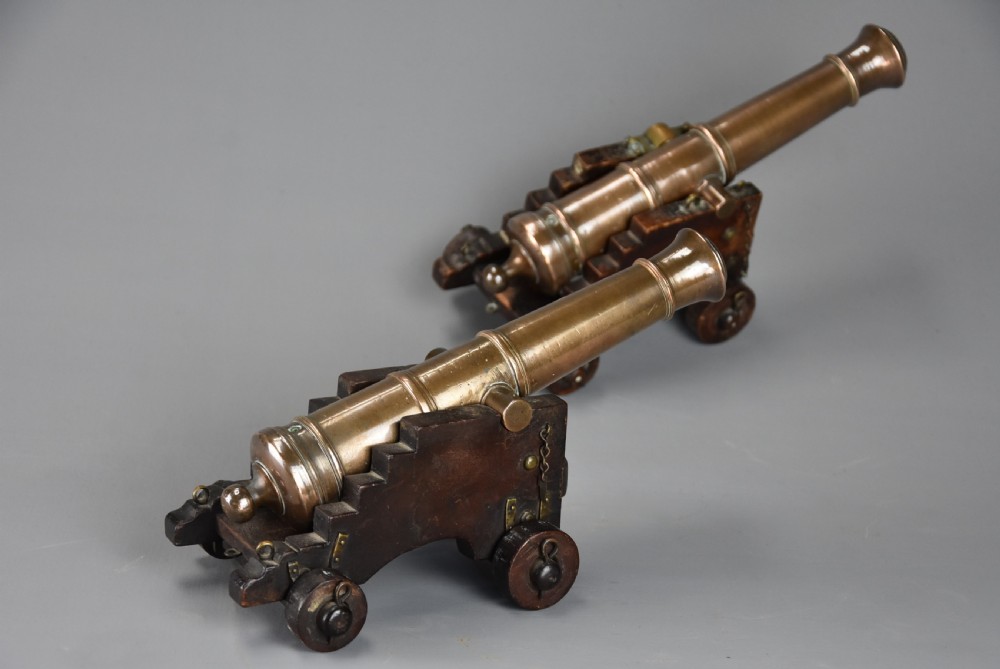 Pair of 19th century naval desk cannon View IX