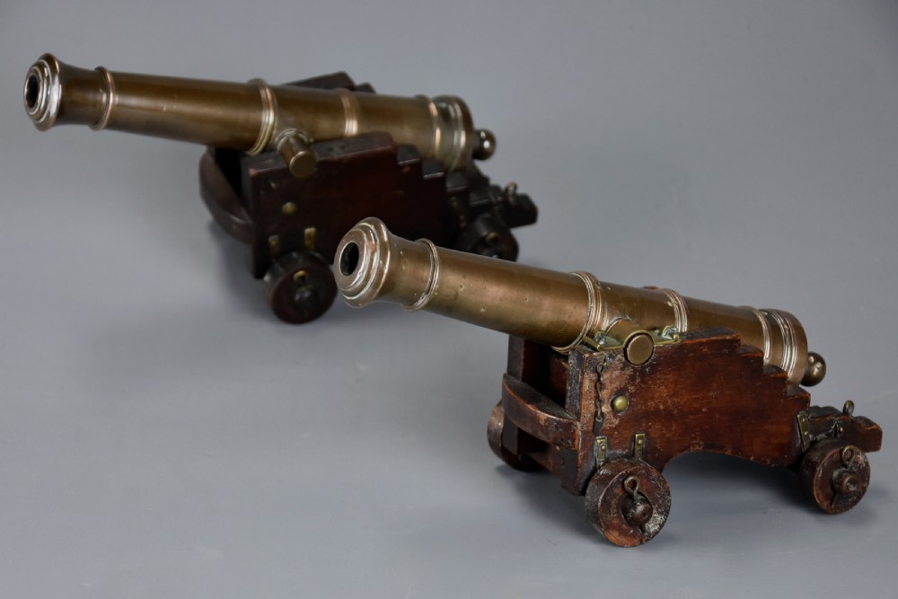 Pair of 19th century naval desk cannon View X