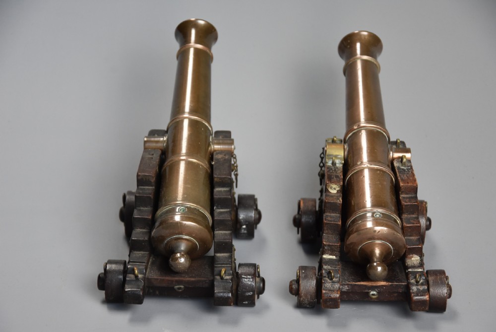 Pair of 19th century naval desk cannon View XIII