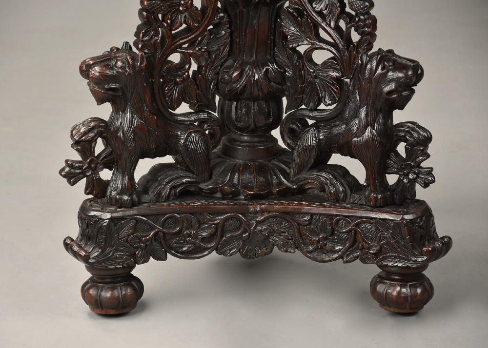 Mid 19th century Anglo Indian carved padouk centre table of fine patina View IX