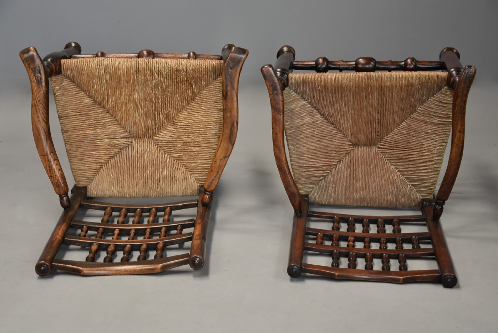 Matched set of eight mid 19thc ash, elm and sycamore spindle back chairs of super patina View VI