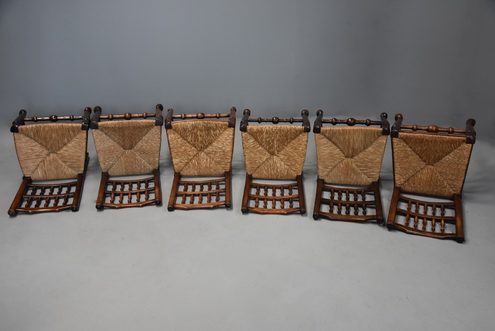 Matched set of eight mid 19thc ash, elm and sycamore spindle back chairs of super patina View X