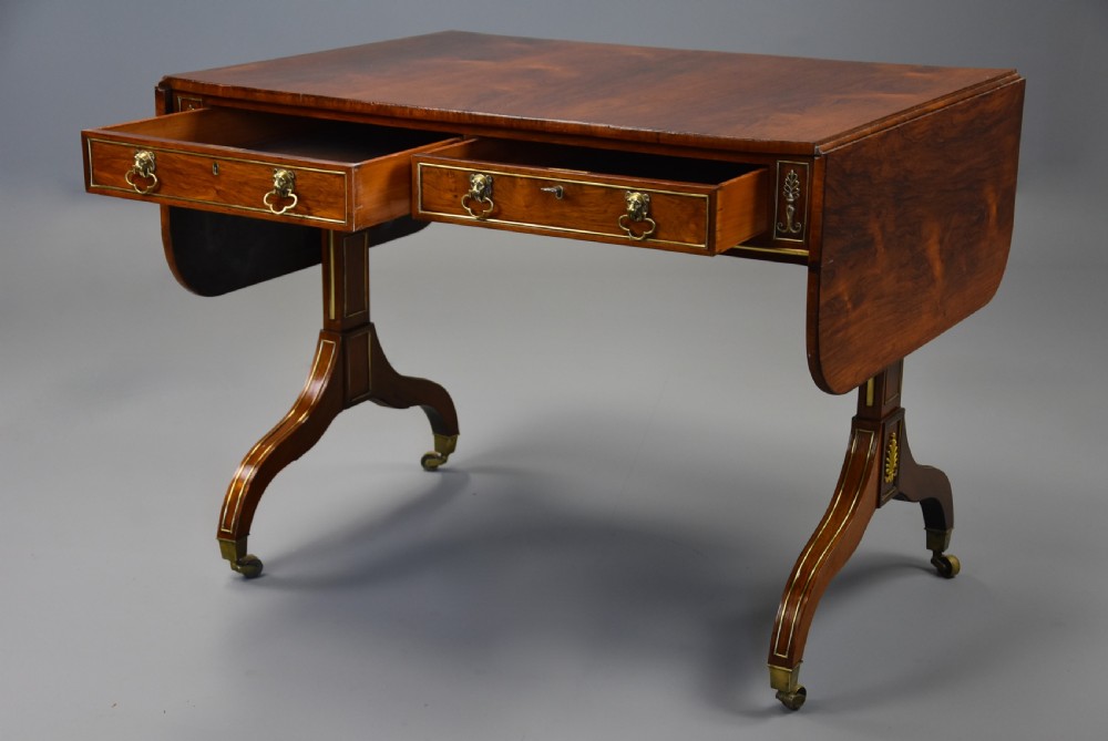 Fine quality English Regency rosewood and brass sofa table View VII
