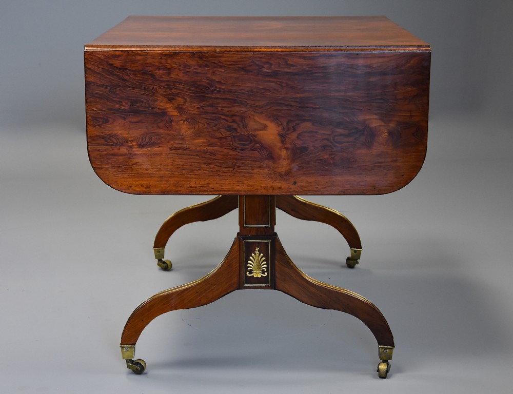 Fine quality English Regency rosewood and brass sofa table View VIII
