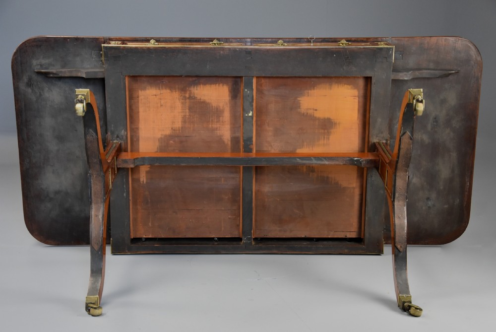 Fine quality English Regency rosewood and brass sofa table View XII