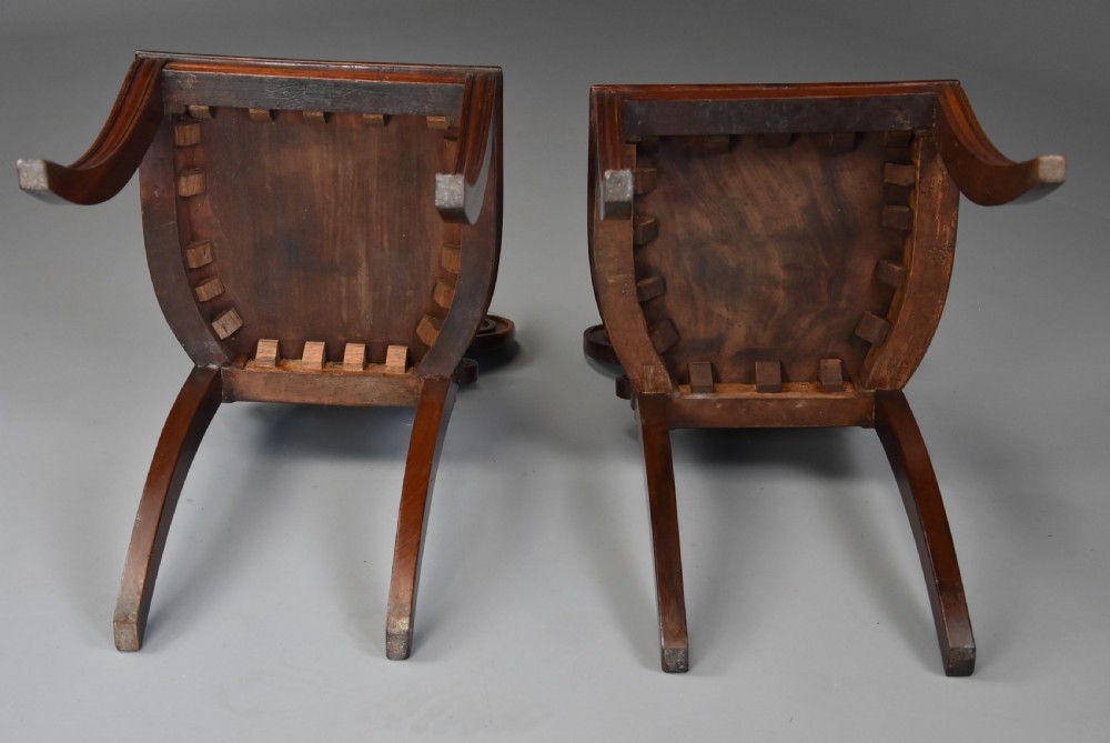 Pair of early 19th century Regency mahogany hall chairs of fine patina View XIII