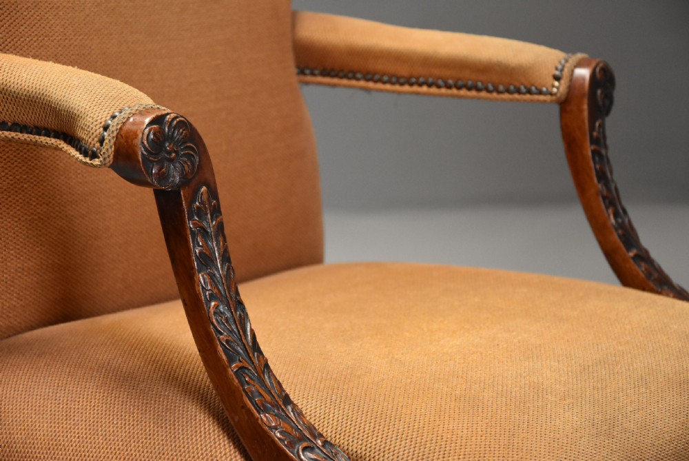 Fine quality early 20th century Georgian style mahogany Gainsborough armchair View V