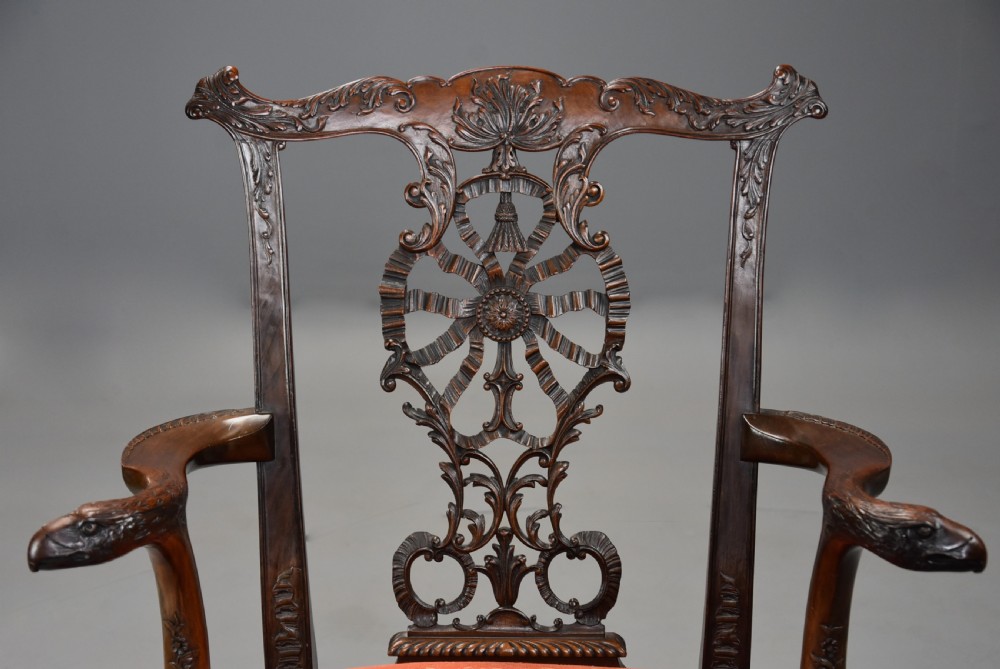 Superb quality early 20thc mahogany open armchair in the Chippendale style View IV