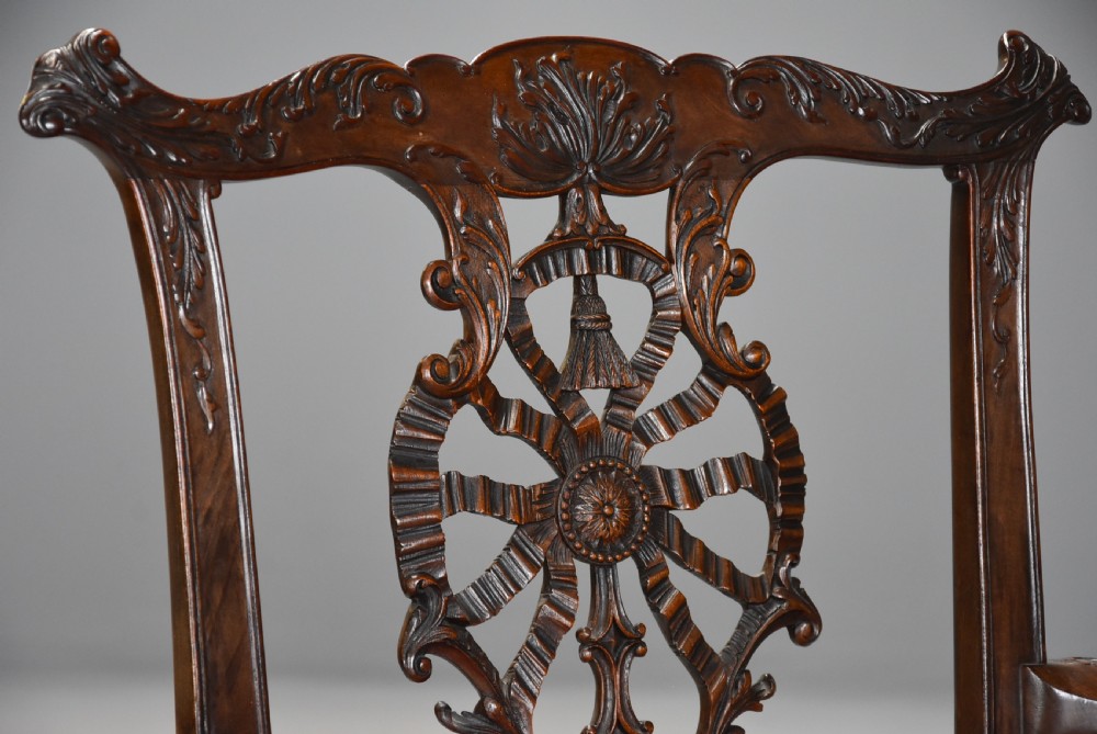 Superb quality early 20thc mahogany open armchair in the Chippendale style View VI