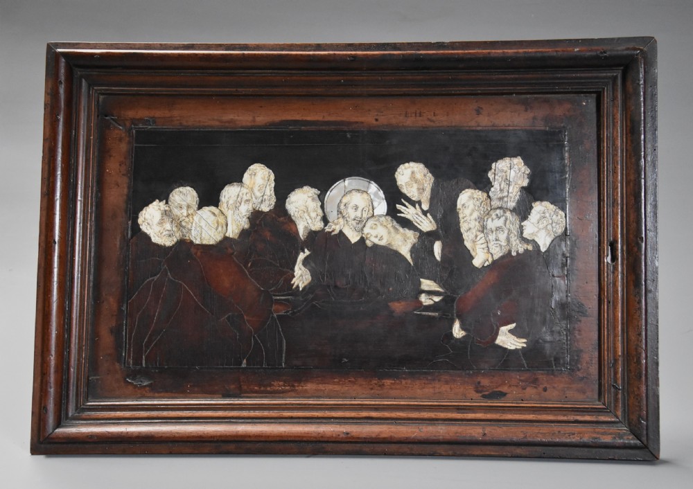 Rare Continental early 17th century walnut panel depicting ‘The Last Supper’, possibly Italian View II