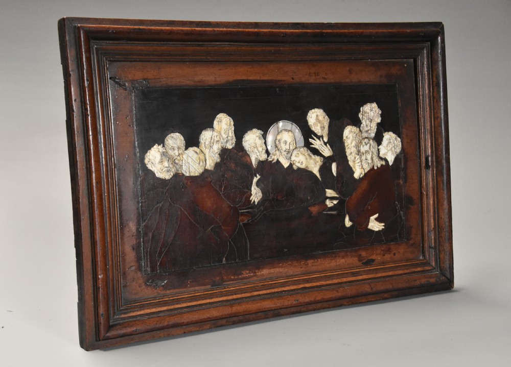 Rare Continental early 17th century walnut panel depicting ‘The Last Supper’, possibly Italian View III