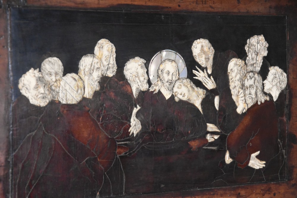 Rare Continental early 17th century walnut panel depicting ‘The Last Supper’, possibly Italian View V