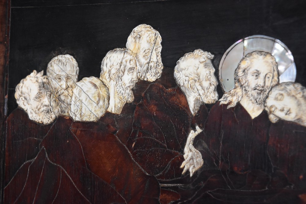 Rare Continental early 17th century walnut panel depicting ‘The Last Supper’, possibly Italian View VIII