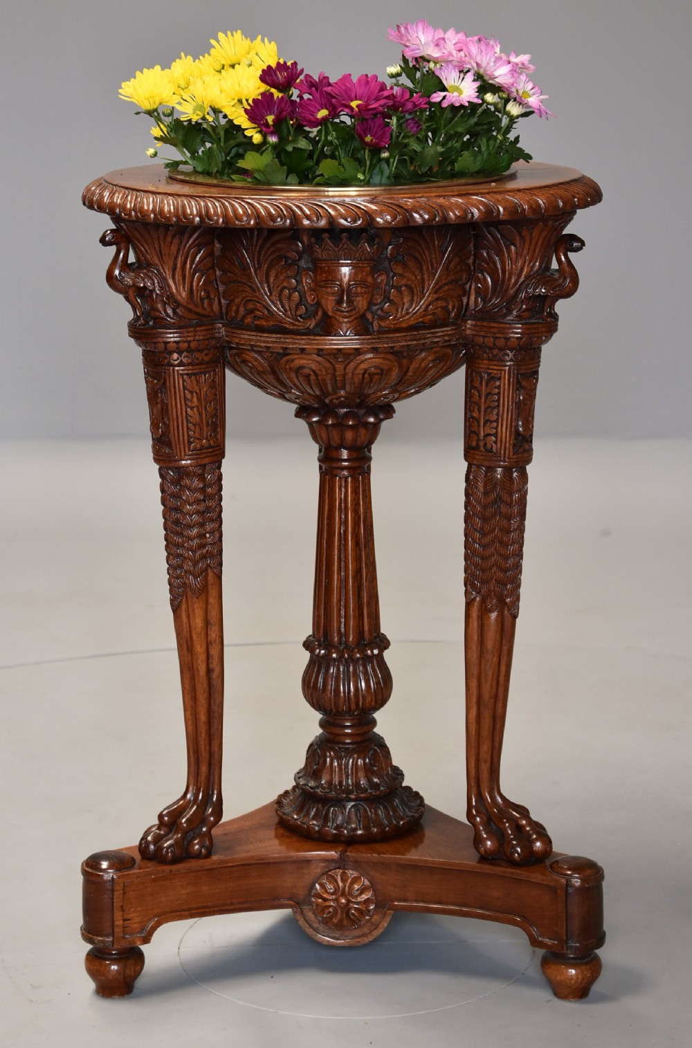 Late 19th century highly decorative Indian padouk carved jardiniere or wine cooler