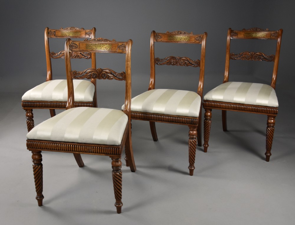 Fine quality elegant set of four early 19th century Regency rosewood chairs of excellent patina, possibly Scottish View II