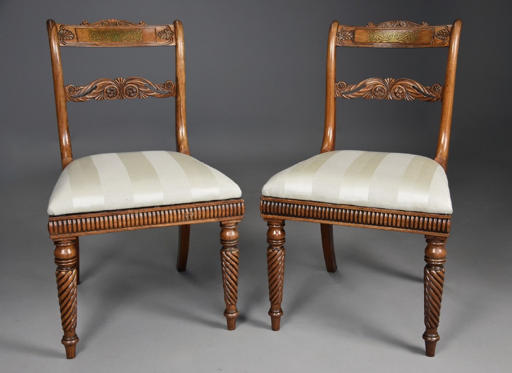 Fine quality elegant set of four early 19th century Regency rosewood chairs of excellent patina, possibly Scottish View VI