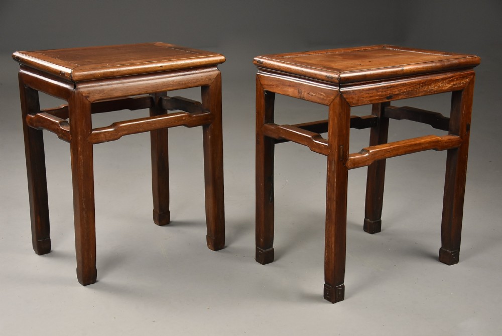 Near pair of late 19th century Chinese Ming style lamp tables or stands 