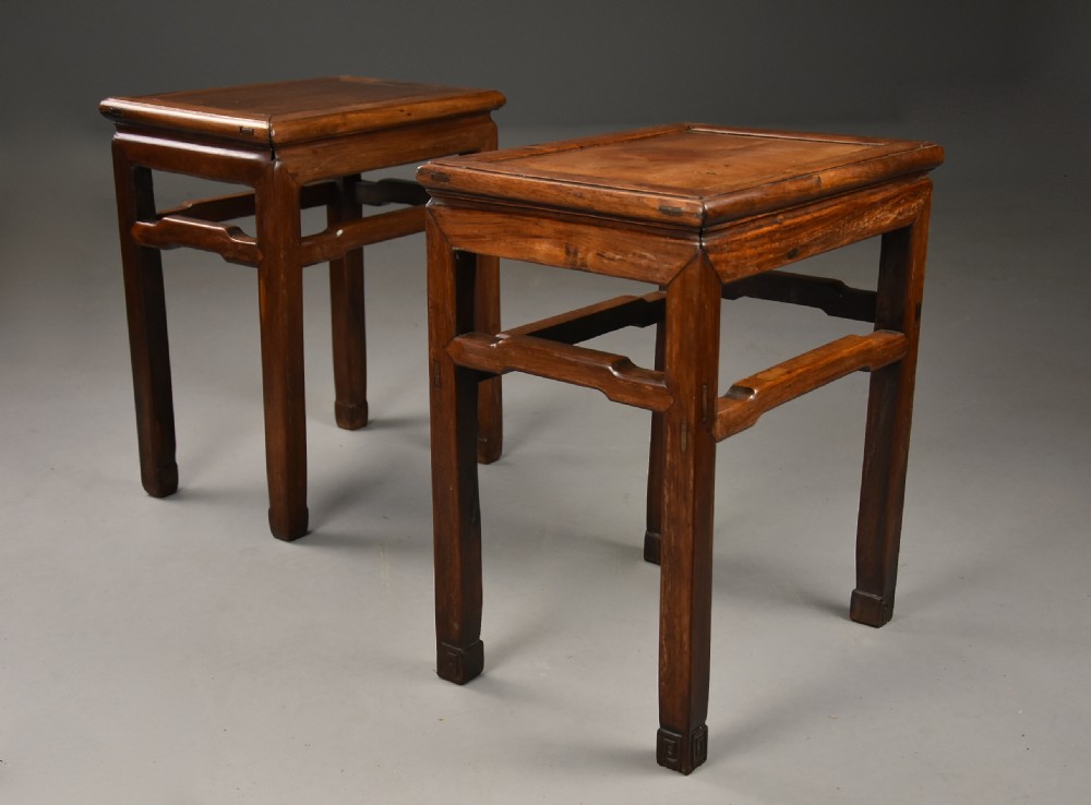 Near pair of late 19th century Chinese Ming style lamp tables or stands  View II