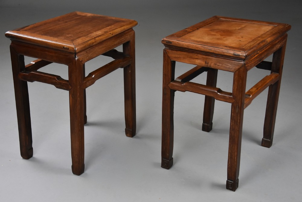 Near pair of late 19th century Chinese Ming style lamp tables or stands  View III