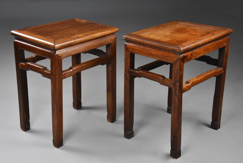 Near pair of late 19th century Chinese Ming style lamp tables or stands  View IV