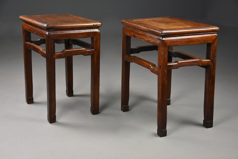 Near pair of late 19th century Chinese Ming style lamp tables or stands  View V