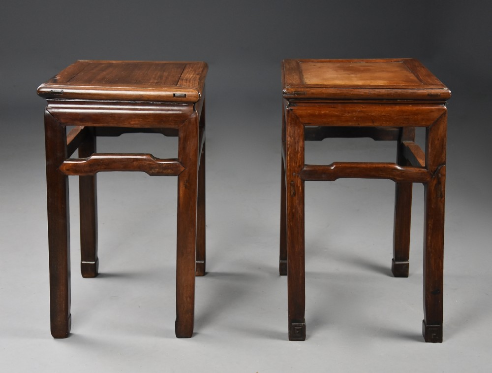 Near pair of late 19th century Chinese Ming style lamp tables or stands  View VI