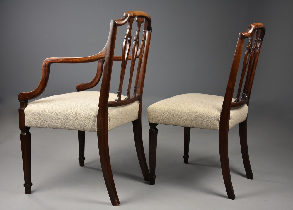 An elegant set of eight late 18th century Sheraton mahogany dining chairs of fine original patina View XI