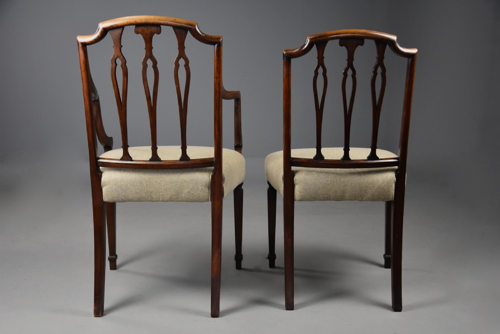 An elegant set of eight late 18th century Sheraton mahogany dining chairs of fine original patina View XII
