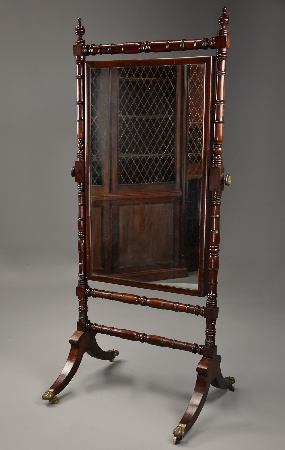 Fine quality early 19th century Regency mahogany cheval dressing mirror