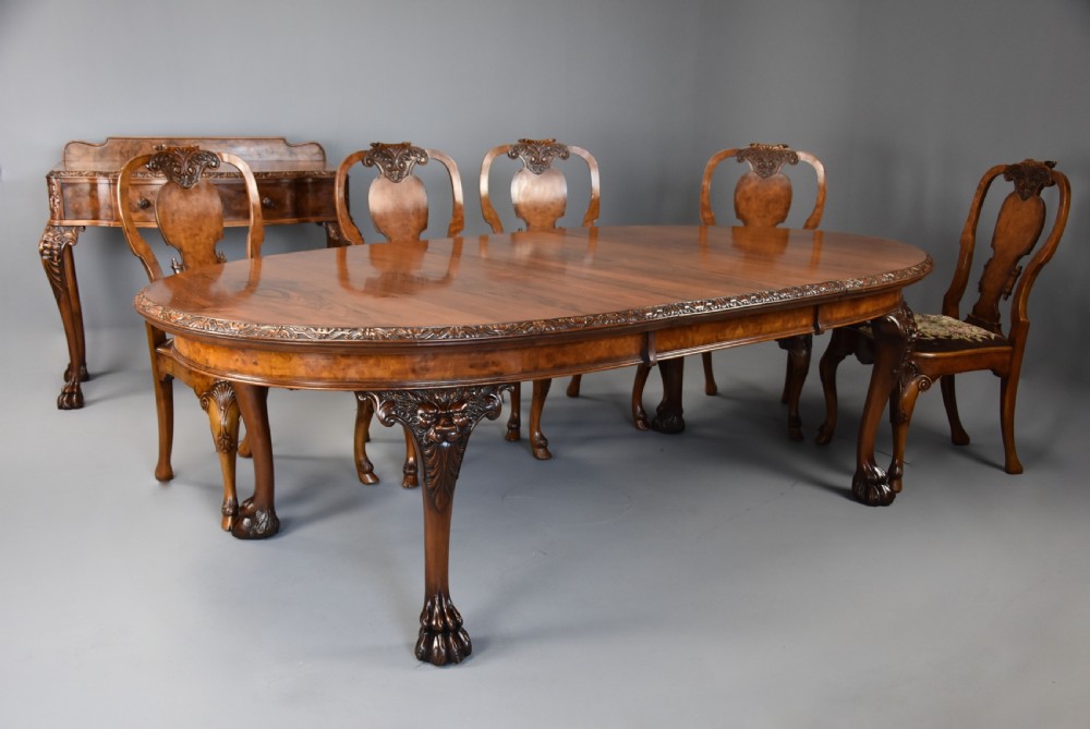 Superb quality early 20th century walnut dining suite/table & chairs in the manner of ‘Waring & Gillow’ View IV