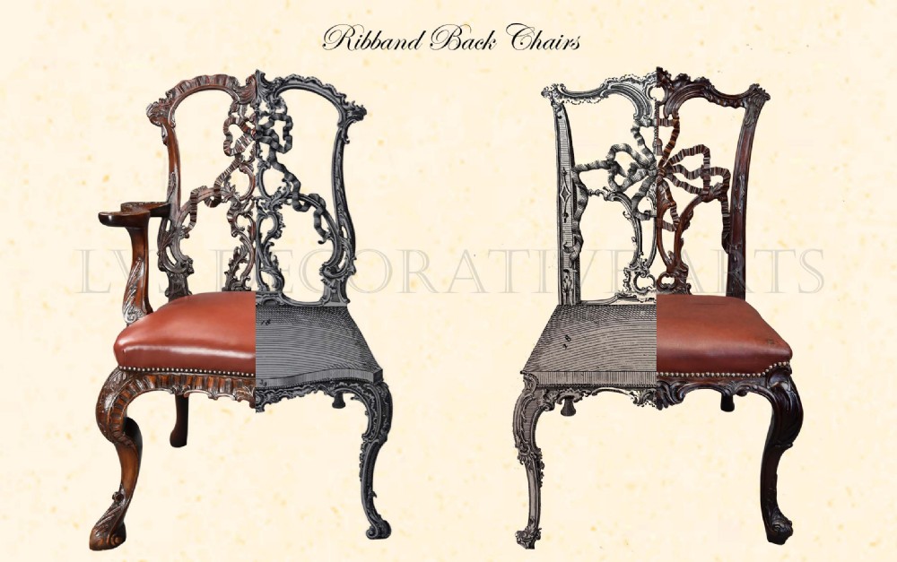 Fourteen extremely rare & important fine quality mid 19thc mahogany ribband back chairs, the chairs exact designs from Chippendale’s ‘Director’ View XVI