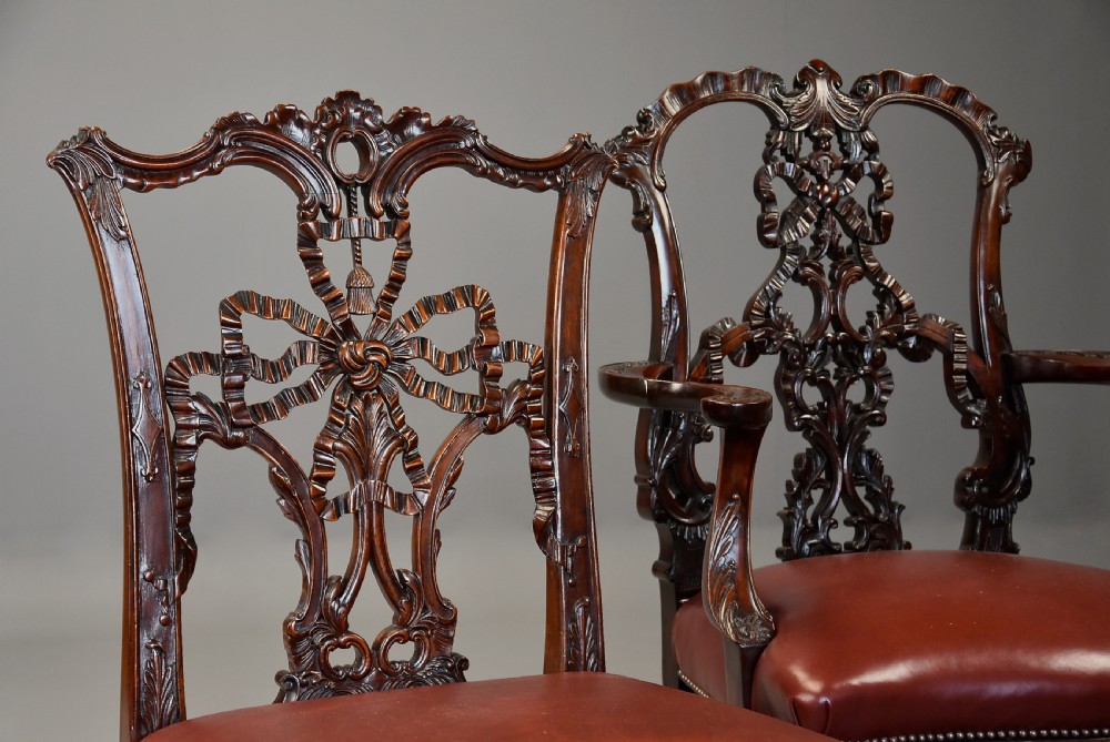 Fourteen extremely rare & important fine quality mid 19thc mahogany ribband back chairs, the chairs exact designs from Chippendale’s ‘Director’ View V