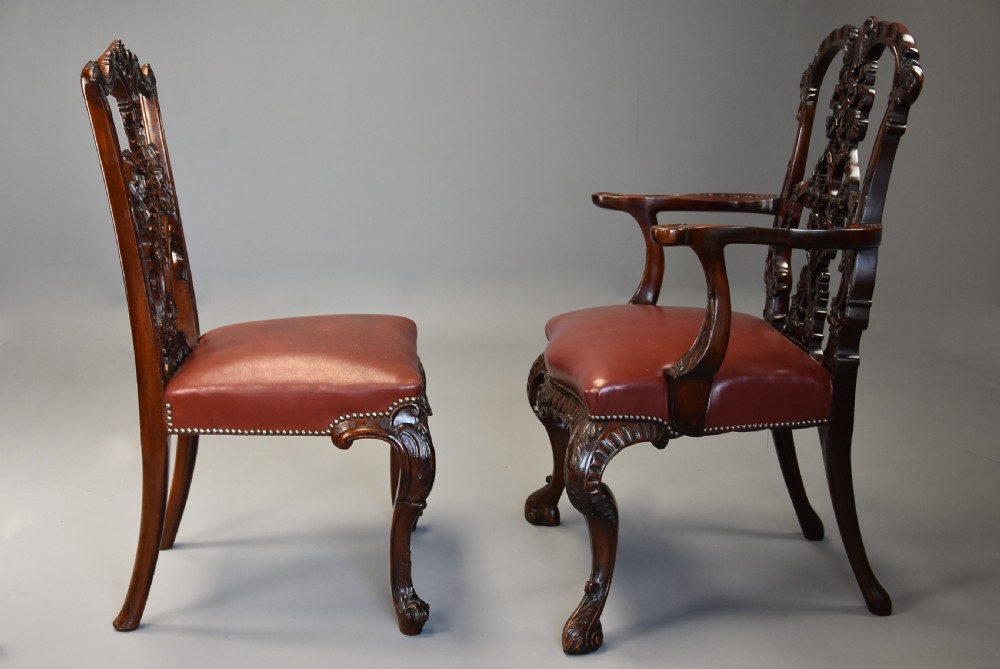 Fourteen extremely rare & important fine quality mid 19thc mahogany ribband back chairs, the chairs exact designs from Chippendale’s ‘Director’ View VI