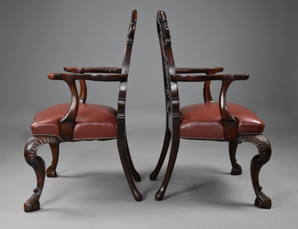 Fourteen extremely rare & important fine quality mid 19thc mahogany ribband back chairs, the chairs exact designs from Chippendale’s ‘Director’ View XII