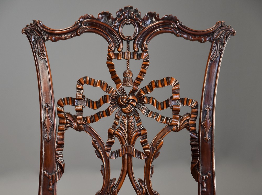 Fourteen extremely rare & important fine quality mid 19thc mahogany ribband back chairs, the chairs exact designs from Chippendale’s ‘Director’ View XIX