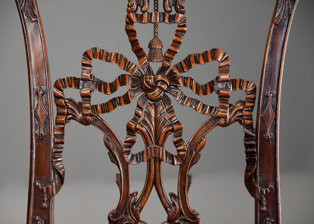 Fourteen extremely rare & important fine quality mid 19thc mahogany ribband back chairs, the chairs exact designs from Chippendale’s ‘Director’ View XX