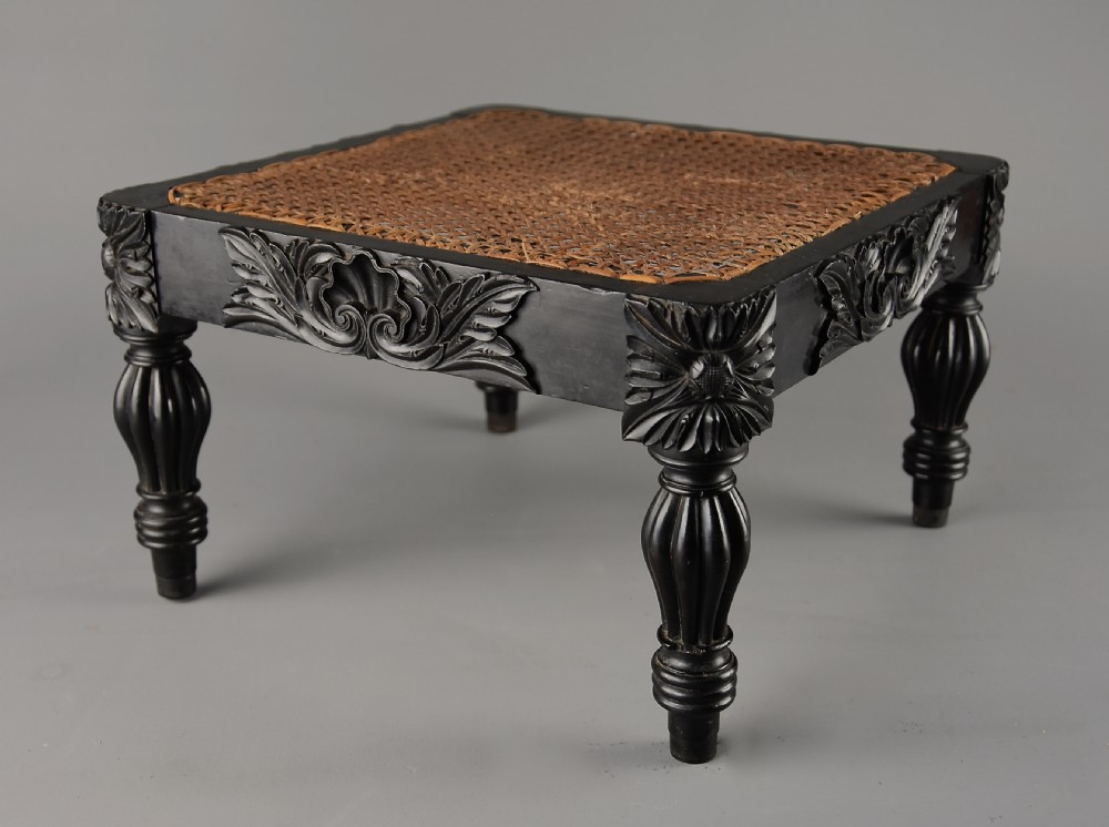 Superb quality mid19thc Ceylonese solid ebony footstool from the Galle district of Sri Lanka (formerly Ceylon)