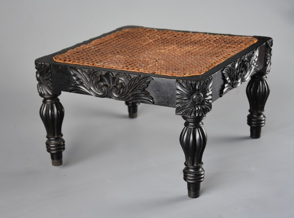 Superb quality mid19thc Ceylonese solid ebony footstool from the Galle district of Sri Lanka (formerly Ceylon) View III