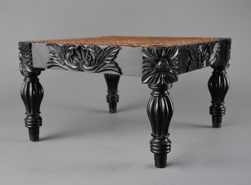Superb quality mid19thc Ceylonese solid ebony footstool from the Galle district of Sri Lanka (formerly Ceylon) View IV