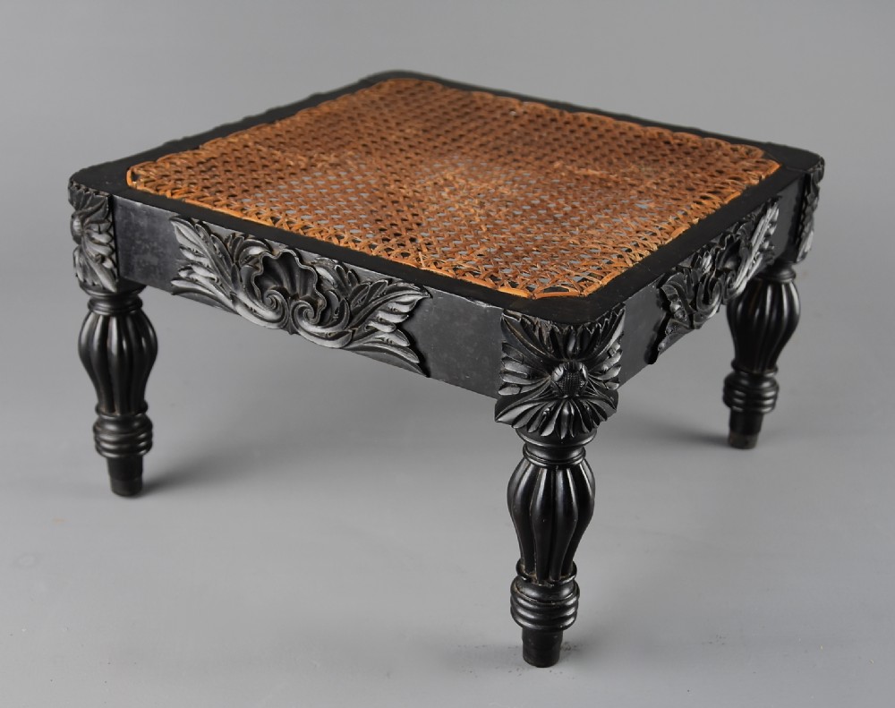 Superb quality mid19thc Ceylonese solid ebony footstool from the Galle district of Sri Lanka (formerly Ceylon) View VI
