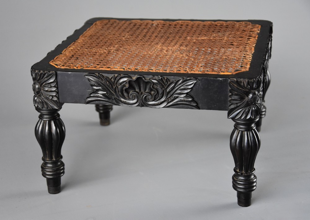 Superb quality mid19thc Ceylonese solid ebony footstool from the Galle district of Sri Lanka (formerly Ceylon) View VII