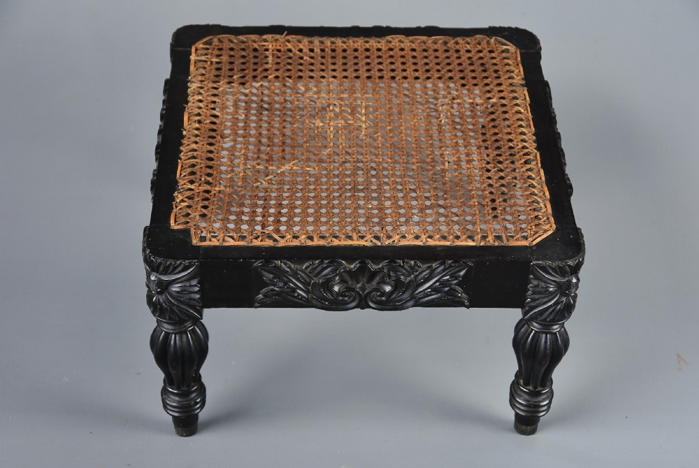 Superb quality mid19thc Ceylonese solid ebony footstool from the Galle district of Sri Lanka (formerly Ceylon) View VIII