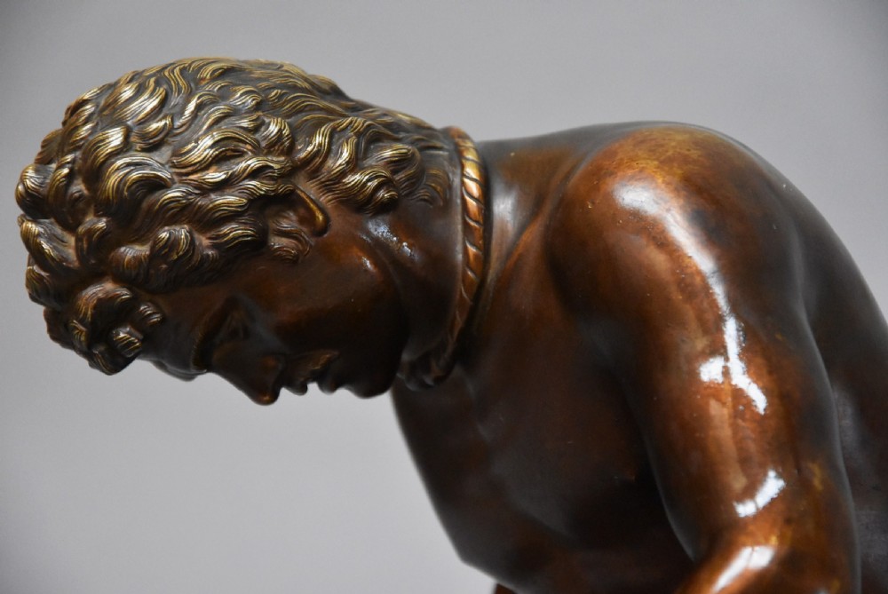 Late 19th century large Grand Tour bronze figure of 'The Dying Gaul' on marble base, after the antique View III