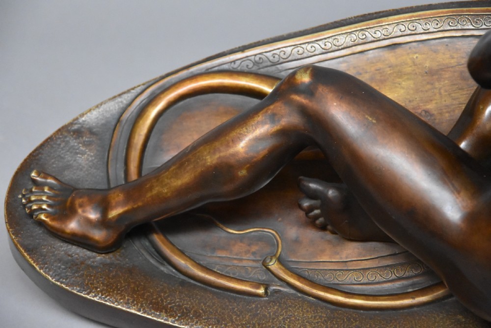 Late 19th century large Grand Tour bronze figure of 'The Dying Gaul' on marble base, after the antique View IX