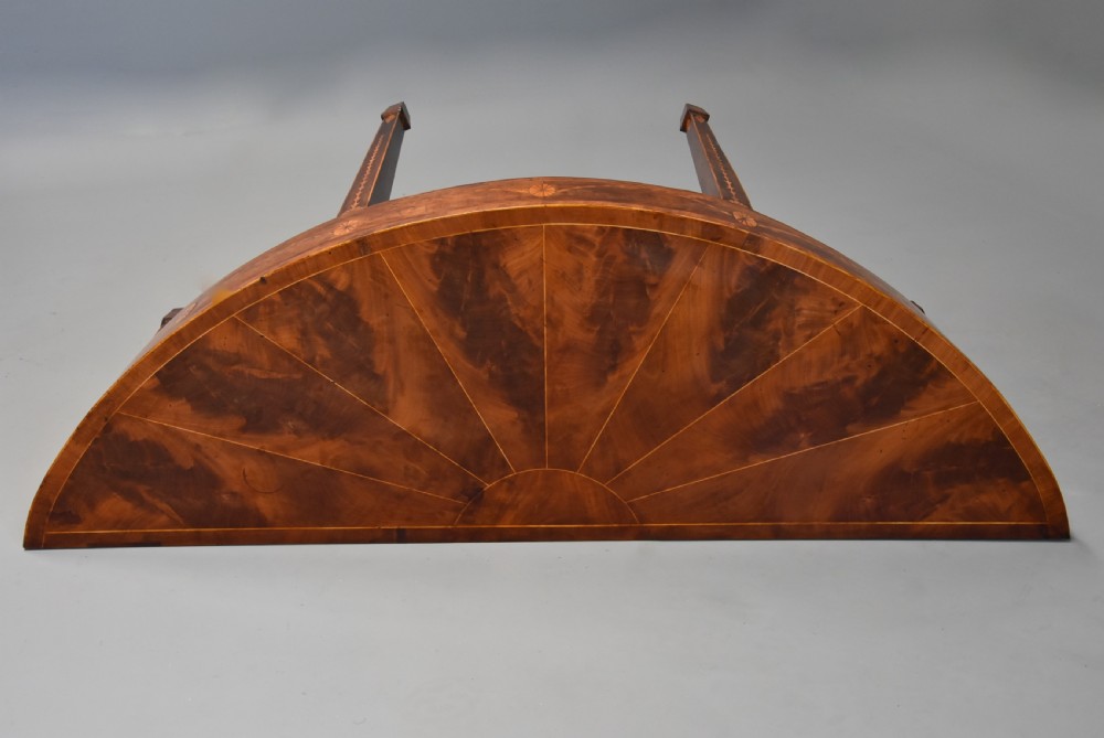 Rare late 18thc mahogany side table of semi-elliptical form with superb, rich patina and wonderful proportions, possibly Irish View VIII