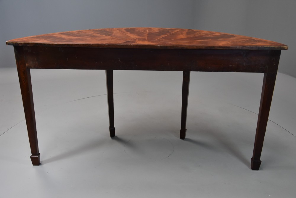 Rare late 18thc mahogany side table of semi-elliptical form with superb, rich patina and wonderful proportions, possibly Irish View X