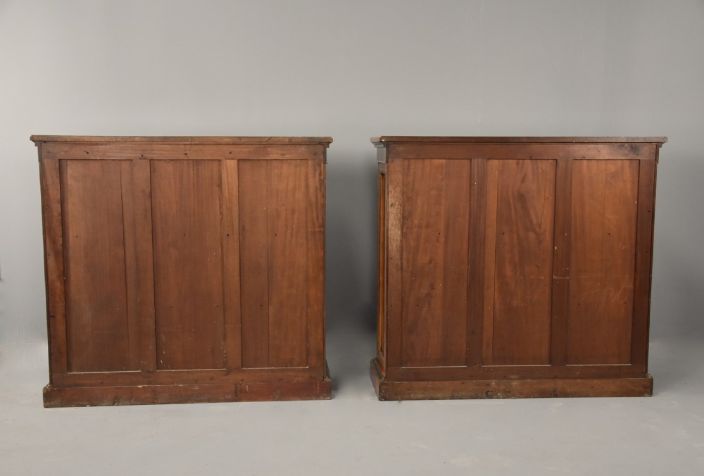 Superb pair of late 19thc Exhibition quality satinwood breakfront display cabinets View XVIII