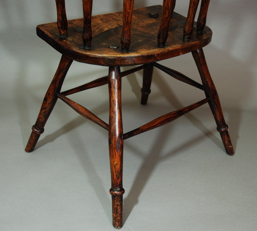 Charming early 19th century primitive hoop back ash Windsor child's chair of superb patina View VIII