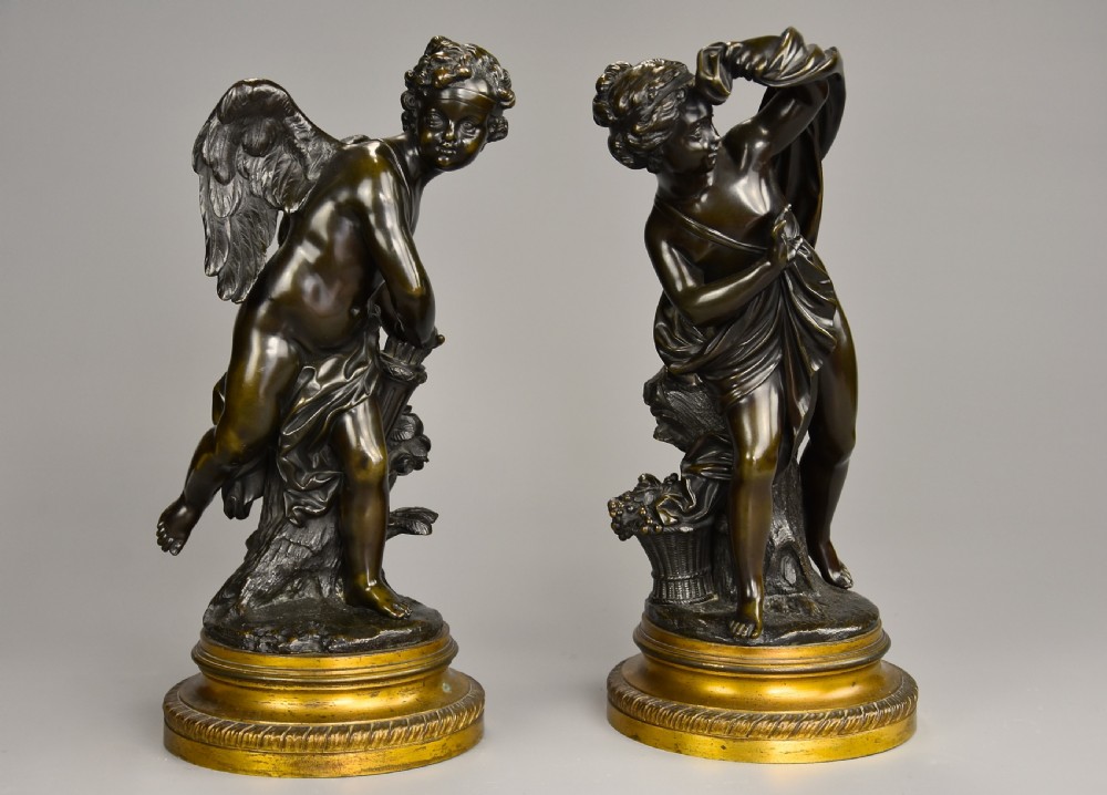 Fine quality pair of late 19th century French bronze figures of ‘Cupid’ and ‘Psyche’