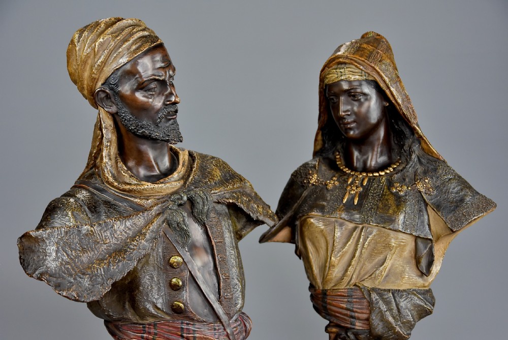 A superb pair of late 19th century Orientalist polychrome terracotta busts by Friedrich Goldscheider View III